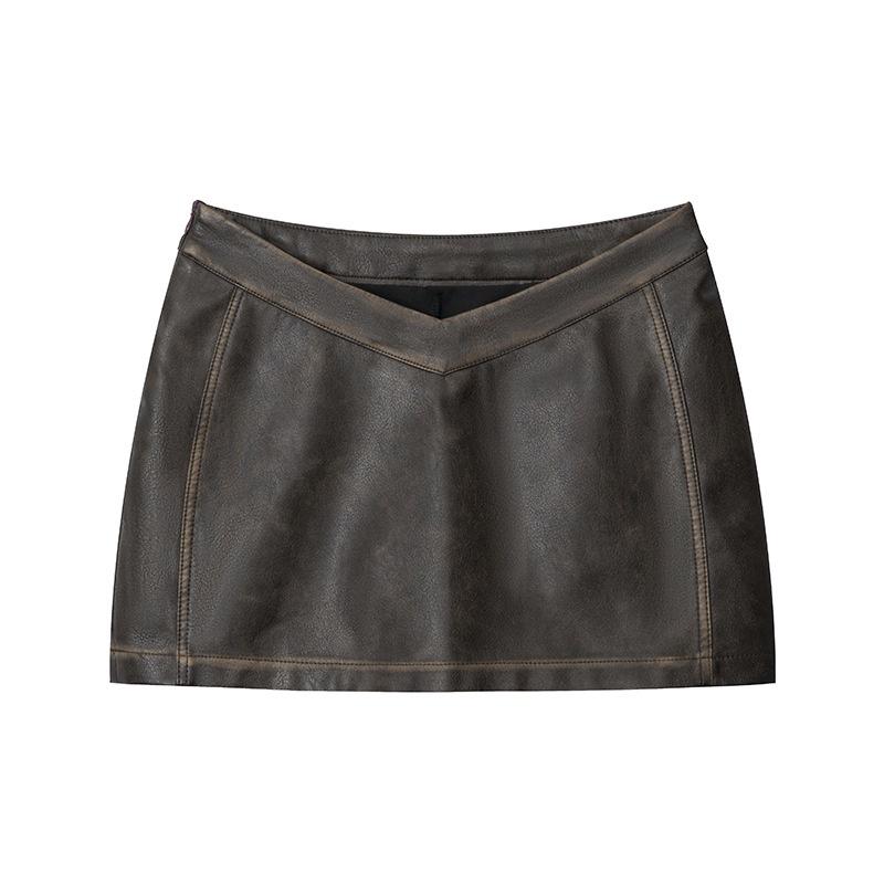 Pu Leather Skirt Women's Retro Hot Girl High Waist Slimming Hip Skirt Hot Girl New Skirt