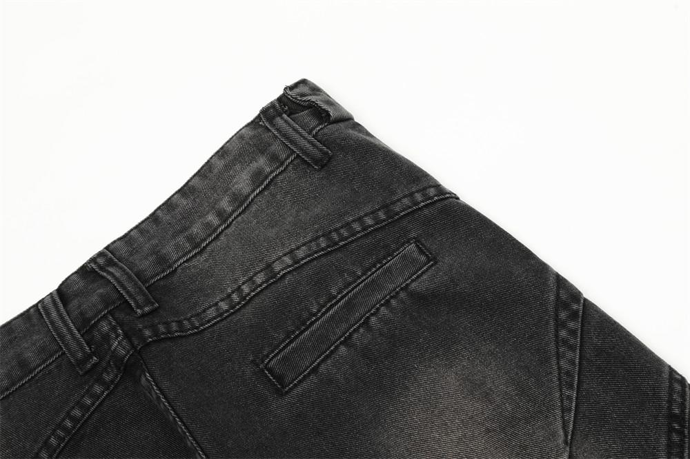 Trendy Micro-flared Pants Men's Wash-up Old Denim Wide-leg Pants Deconstructed Stitching Design Sense Pants