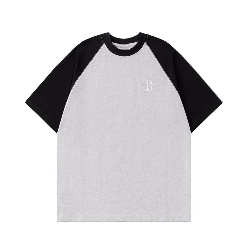 T Shirts Oversize Streetwear Letter Print Short Sleeve Cotton Tee Casual Patchwork Round Neck Summer