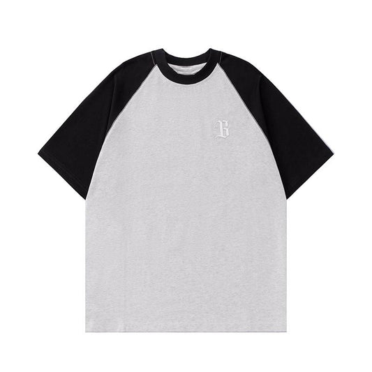 T Shirts Oversize Streetwear Letter Print Short Sleeve Cotton Tee Casual Patchwork Round Neck Summer