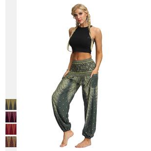 Source Manufacturers Tie-dye Women's Loose Plus Size Yoga Pants European And American Fashion Belly Dance Bloomers Fitness Dance Pants