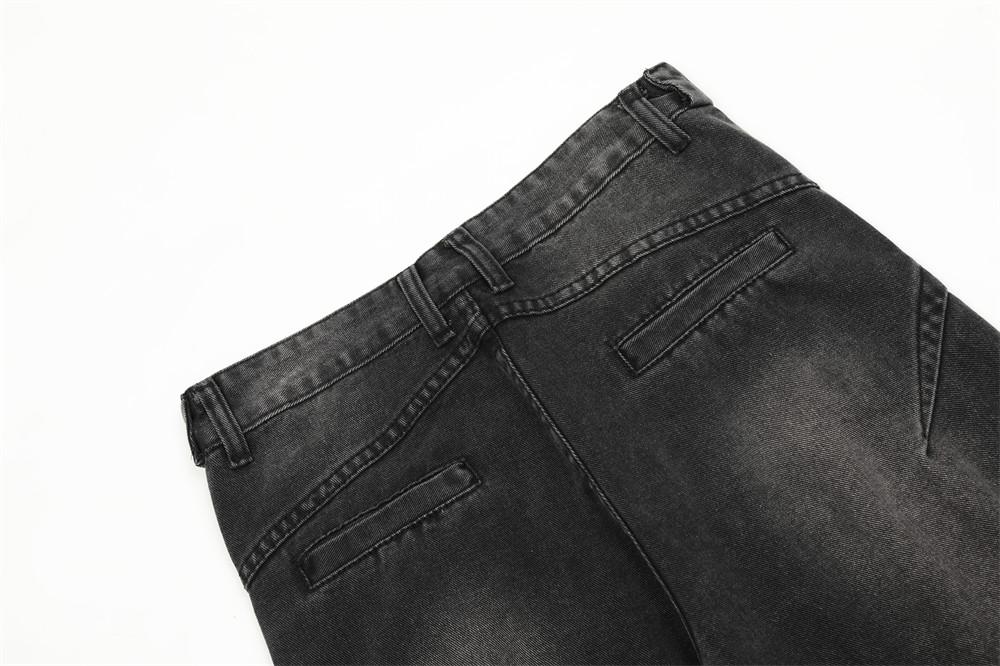 Trendy Micro-flared Pants Men's Wash-up Old Denim Wide-leg Pants Deconstructed Stitching Design Sense Pants