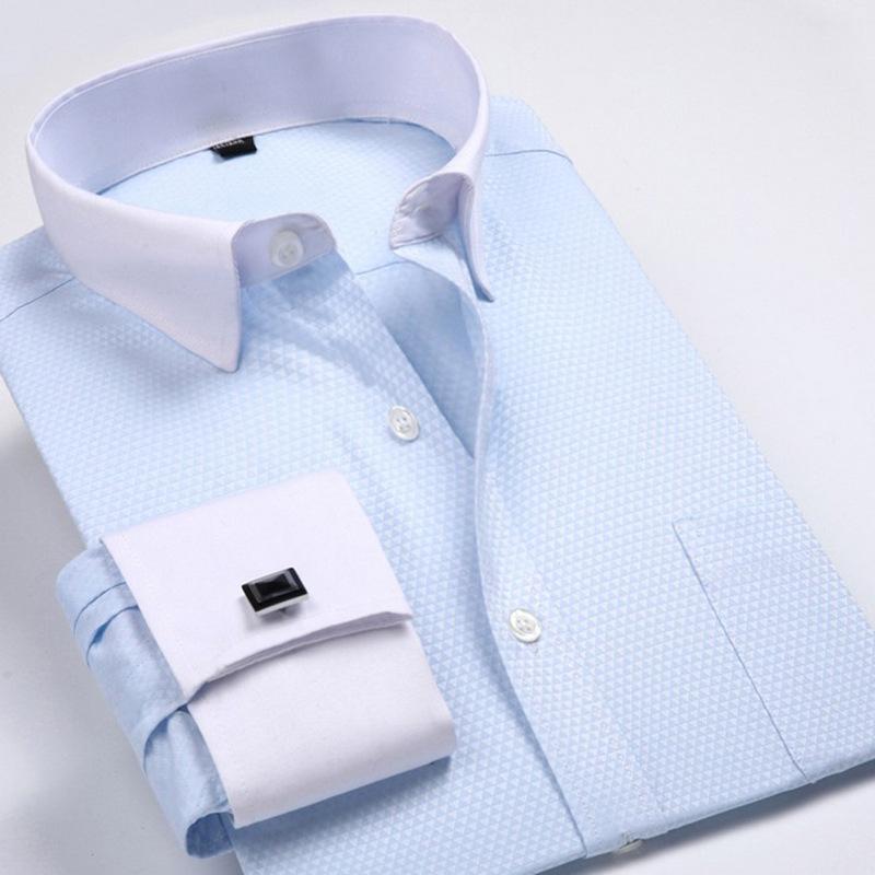 Cross-border Hot Sale Amazon Men's Shirt Men's Casual American Shirt Business High-end French Cufflinks Men's Shirt