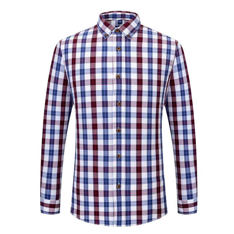 Spring And Summer Cotton Autumn New Spring Plaid Shirt Men's Striped Long Sleeve Casual Youth Men's Shirt Wholesale