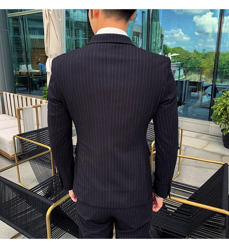 Double-breasted Suit Men's Summer Suit Suit Groom Wedding Wedding Dress Striped Three-piece Suit