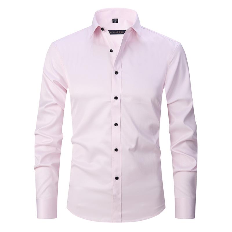 Solid Color Stretch Non-ironing Shirt Wrinkle-resistant Long-sleeved Men's Top High-end Sense Summer Business Commuter Jacket Men's Fashion