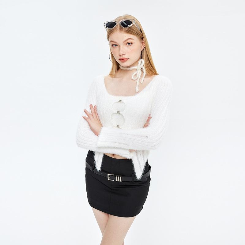 American-style Mink-style Spice Sweater French Niche Design Sense Long-sleeved Jacket