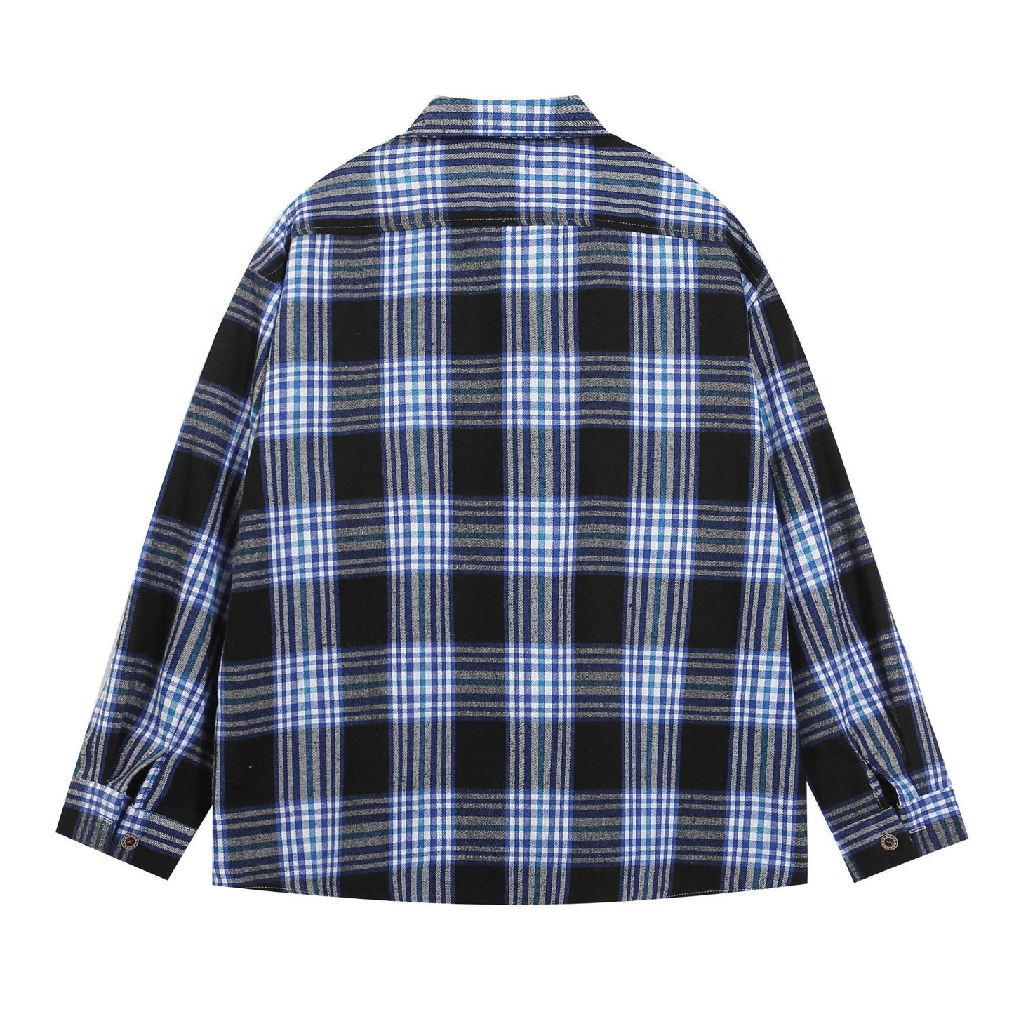 Japanese Style Vintage Plaid Dachshund Dog Embroidered Long-sleeved Shirt Autumn Loose Men's And Women's All-match Trendy Shirt