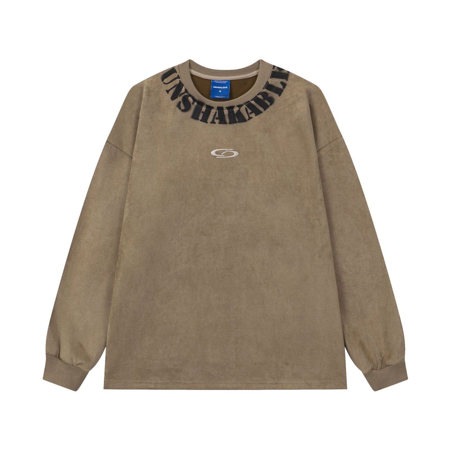 T890-suede Old Spray Color Dyeing Embroidered Long Sleeve Round Neck Pullover Long Sleeve Jacket