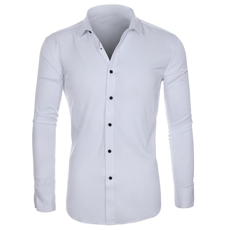 Cross-border Hot Sale Amazon Slim-fit Business High Stretch White Shirt Men's Long-sleeved New Shirt