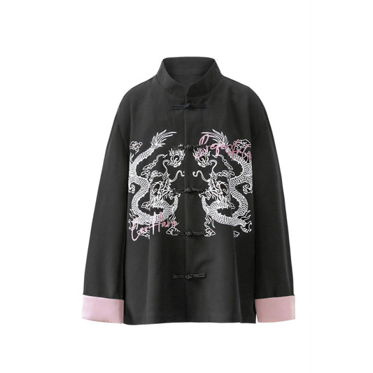 Chinese Embroidered Men's And Women's Retro Buckle Tang Costsize Zen National Style Long Sleeve Shirt Shirt Jacket