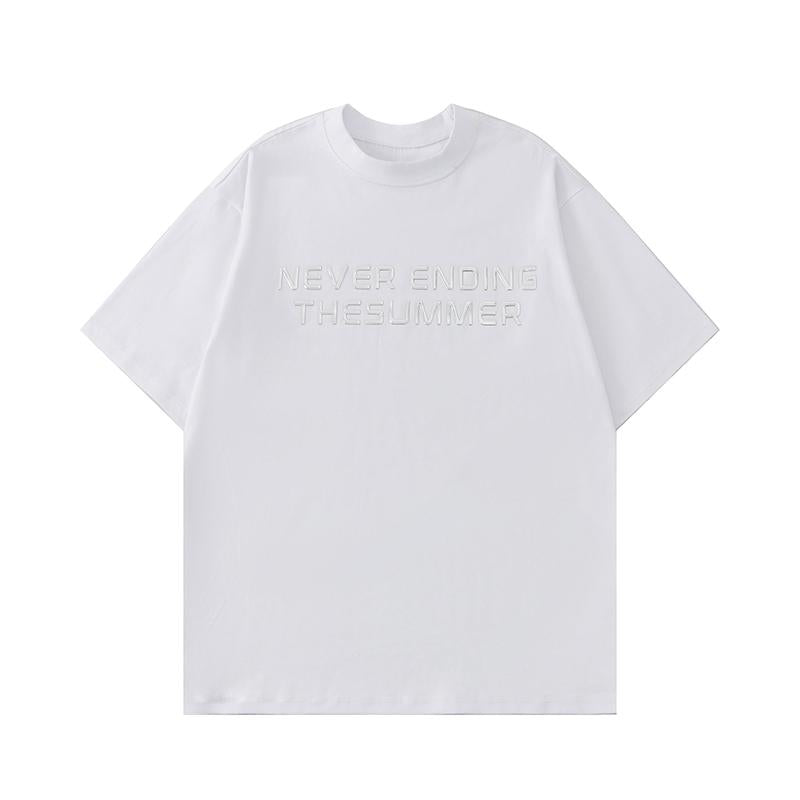 Streetwear Letter Print T Shirts Oversize Short Sleeve Cotton Tee Casual Round Neck Summer Solid Color