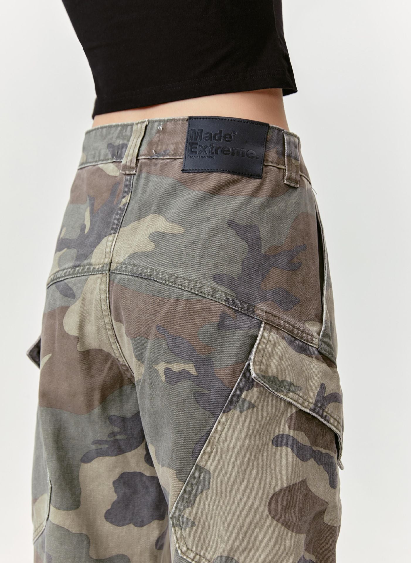 Original American Style Maple Leaf Retro Multi-Pocket Overalls Street Loose Camouflage Trousers