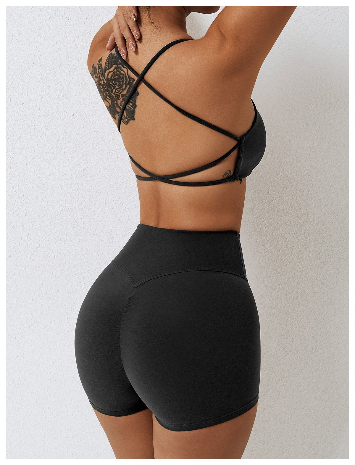 High Waist Fitness Shorts No Embarrassment Line Double Scrub Yoga Pants Women's Hip-lifting Tight Sports Shorts