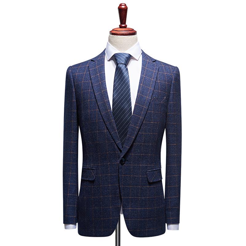 Groom Suit Slim-fit British Plaid Suit Korean Casual Wedding Dress Wedding Dress