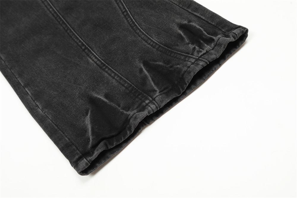 Trendy Micro-flared Pants Men's Wash-up Old Denim Wide-leg Pants Deconstructed Stitching Design Sense Pants