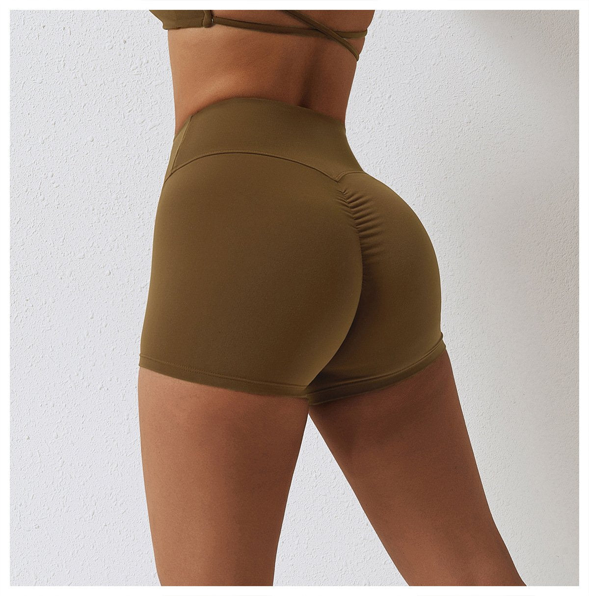 High Waist Fitness Shorts No Embarrassment Line Double Scrub Yoga Pants Women's Hip-lifting Tight Sports Shorts