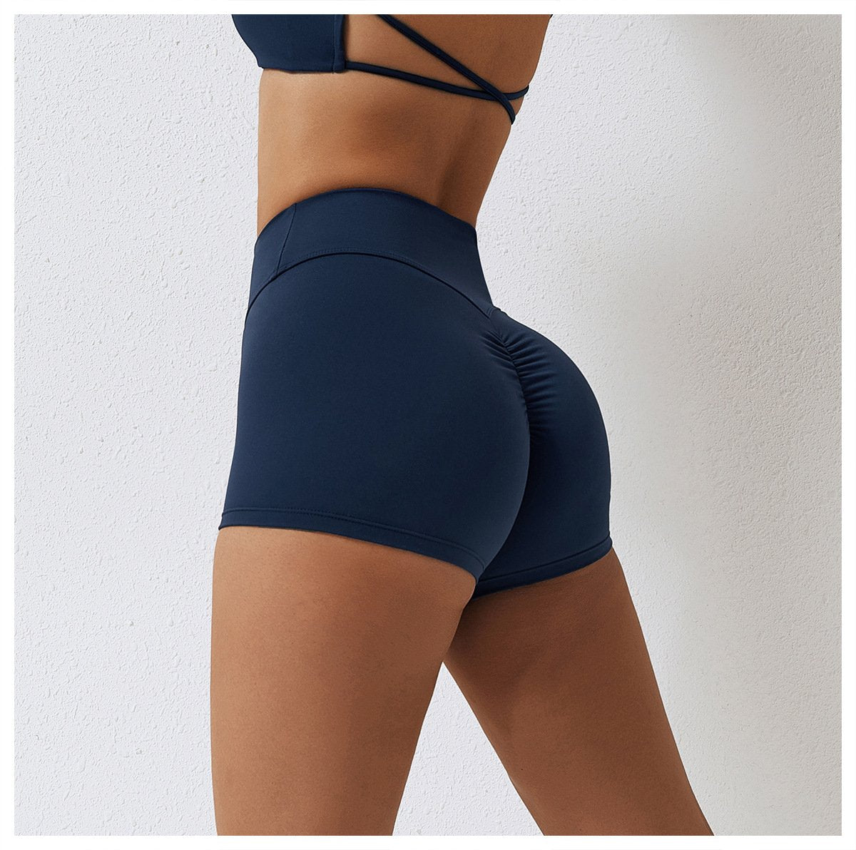 High Waist Fitness Shorts No Embarrassment Line Double Scrub Yoga Pants Women's Hip-lifting Tight Sports Shorts