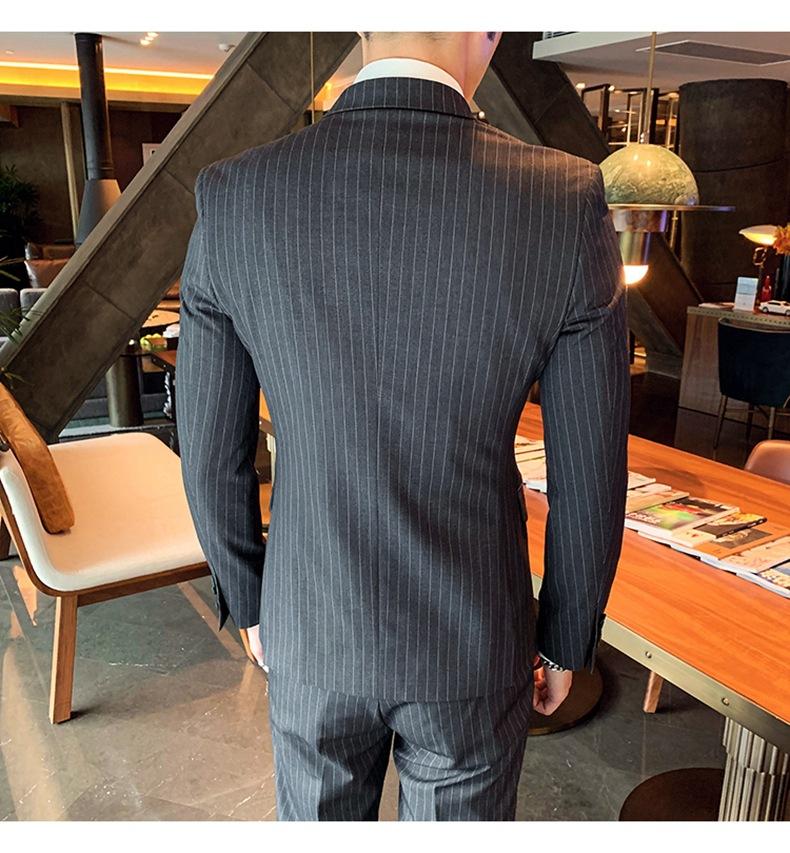 Double-breasted Suit Men's Summer Suit Suit Groom Wedding Wedding Dress Striped Three-piece Suit