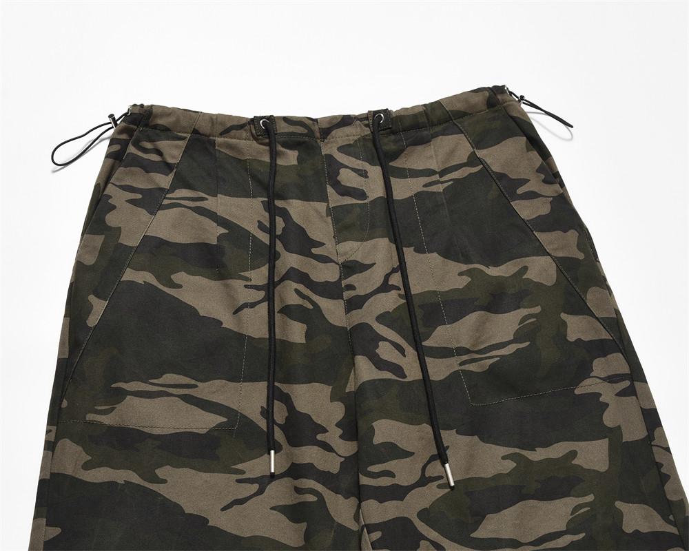 Workwear Camouflage Pants Men's American Style Street Military Style Outdoor Camouflage Pants Pleated Casual Straight Drawstring Trendy Trousers