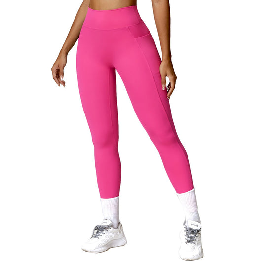 Quick-drying Tight Hip Yoga Pants Sanding High Waist Fitness Pants Outer Wear Running Leggings 8524