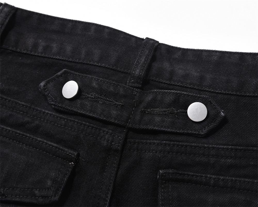 High Street Rock Style Personalized Denim Pants Men's Fashion Design Sense Deconstruction Split Stitching Straight Pants