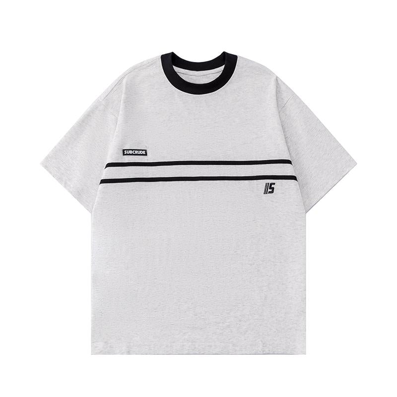 T Shirts Loose Streetwear Letter Print Short Sleeve Cotton Tee Casual Round Neck Summer Solid Color Sports Style