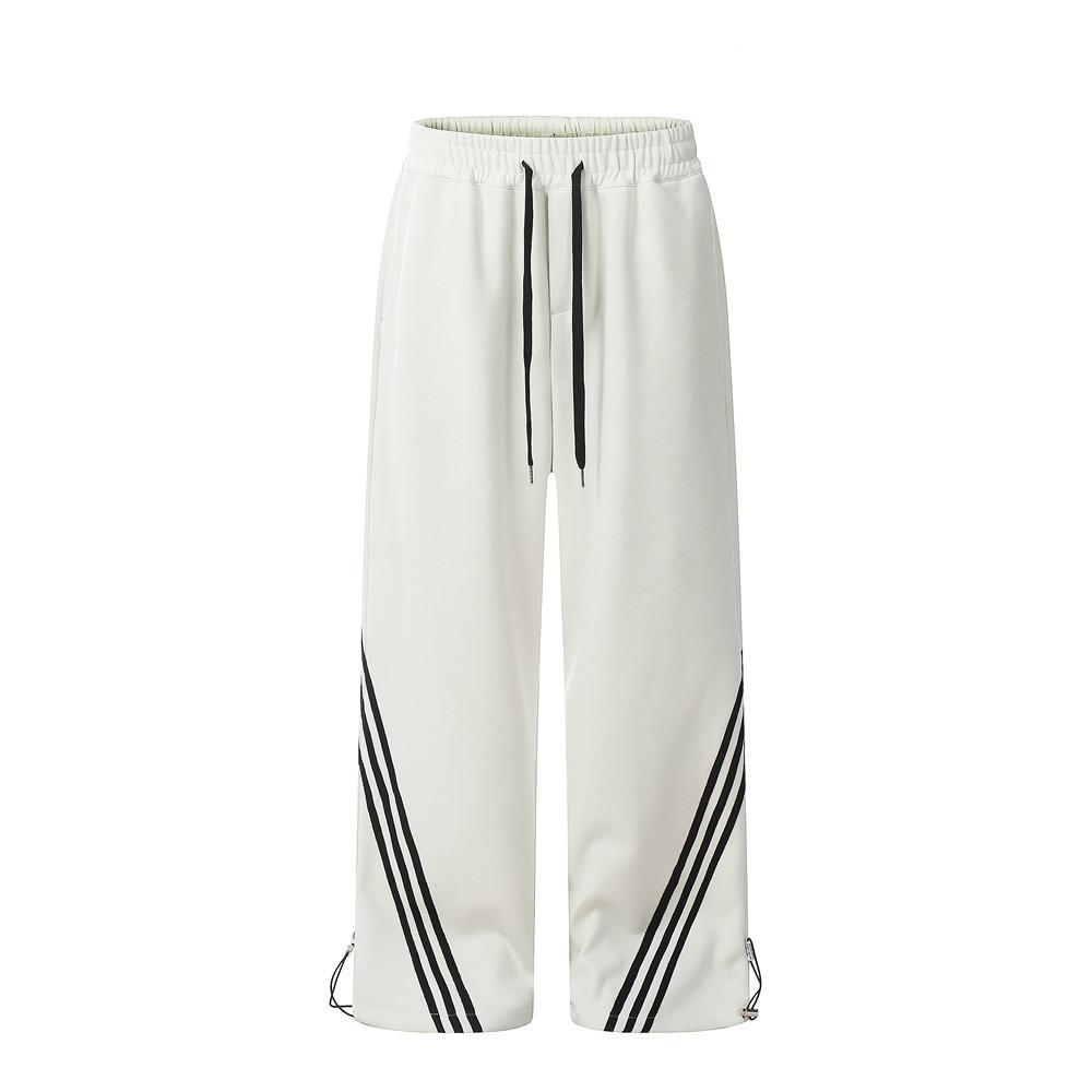 Casual Straight Trousers Men's European And American Street Trendy Side Three-Bar Ribbon Color-block Striped Loose Drawstring Sweatpants