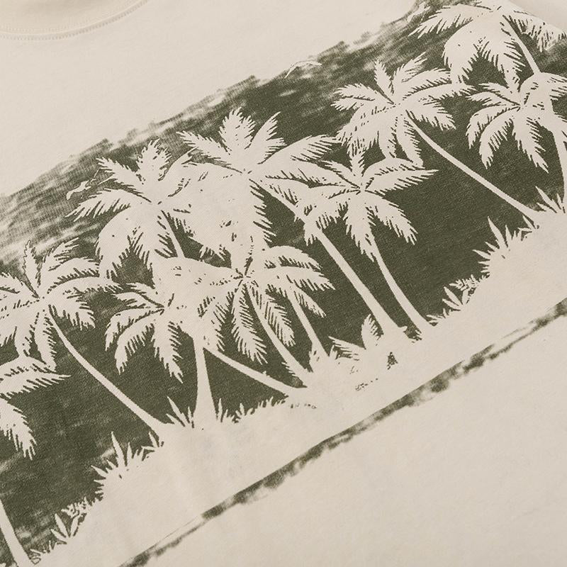 Streetwear T Shirts Oversize Coconut Tree Graphic Loose Short Sleeve Cotton Tee Casual O Neck Summer Simple Design