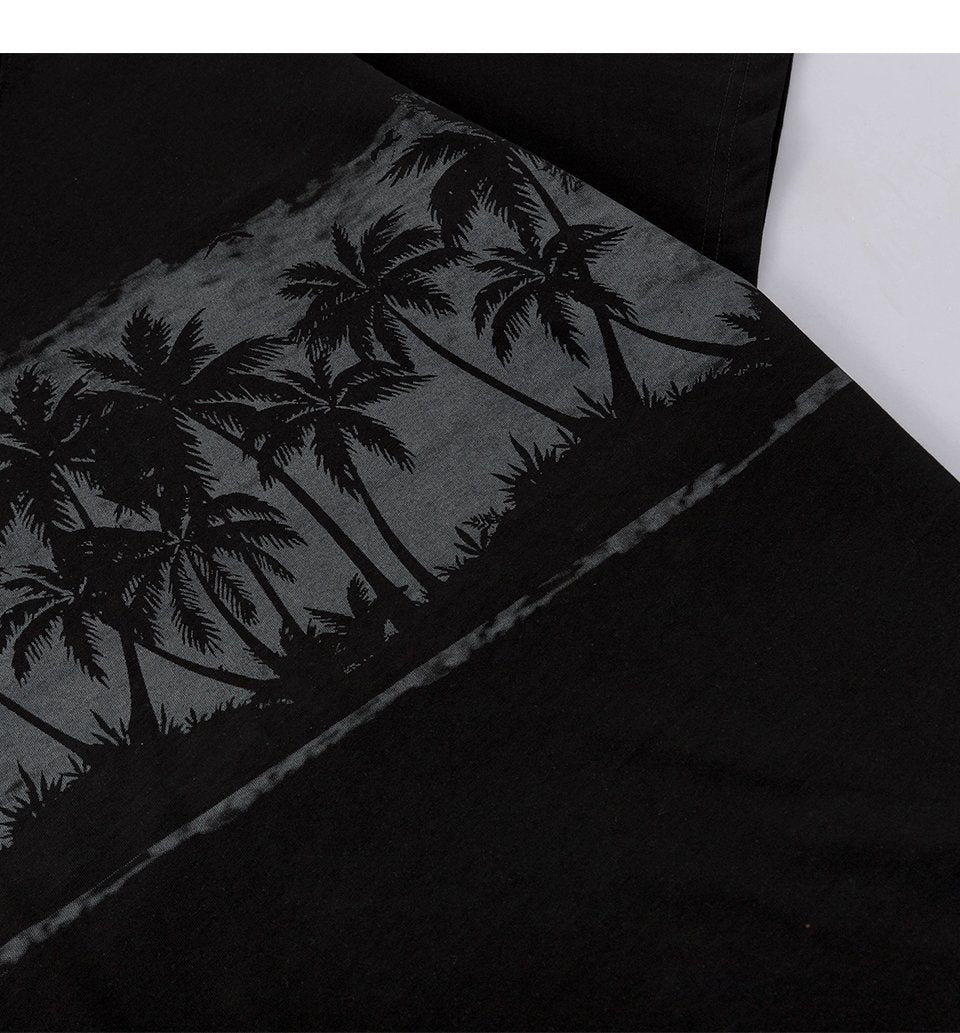 Streetwear T Shirts Oversize Coconut Tree Graphic Loose Short Sleeve Cotton Tee Casual O Neck Summer Simple Design