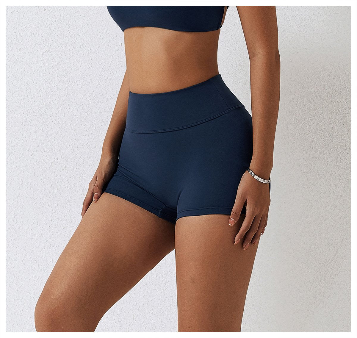 High Waist Fitness Shorts No Embarrassment Line Double Scrub Yoga Pants Women's Hip-lifting Tight Sports Shorts