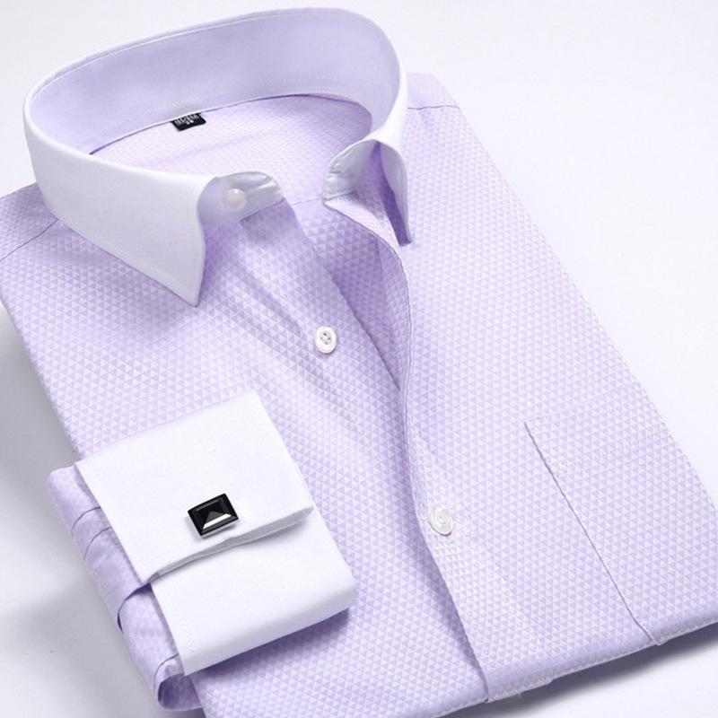 Cross-border Hot Sale Amazon Men's Shirt Men's Casual American Shirt Business High-end French Cufflinks Men's Shirt