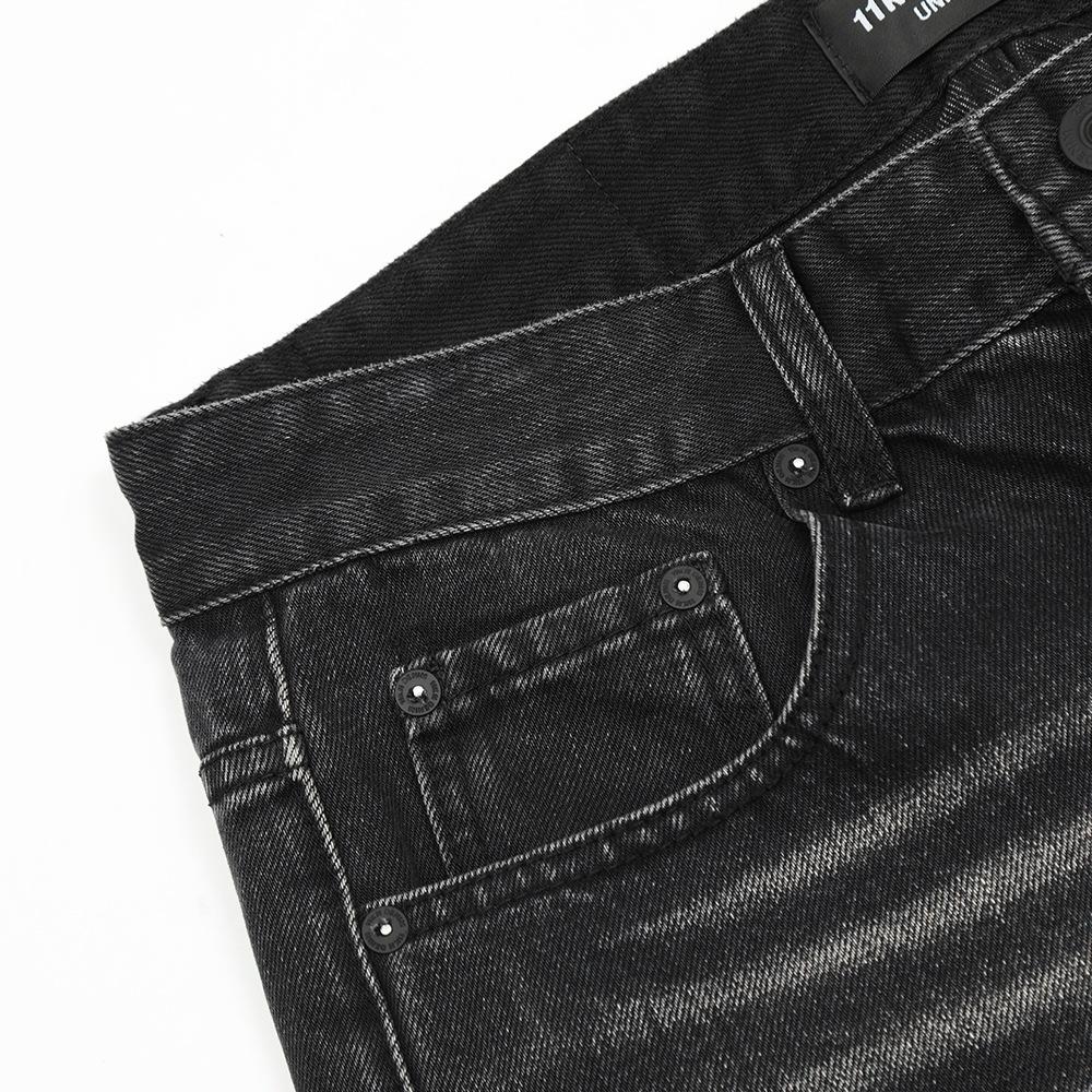 American Style High Street Rap Dressed Denim Pants Men's Loose Niche Washed Indentation Denim Straight Pants Trendy Brand