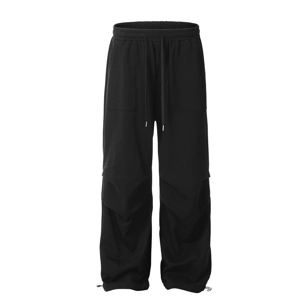 Pleated Paratroopers Sports Casual Trousers For Boys American Style Street Trendy Paratroopers Loose Solid Color Drawstring Pants