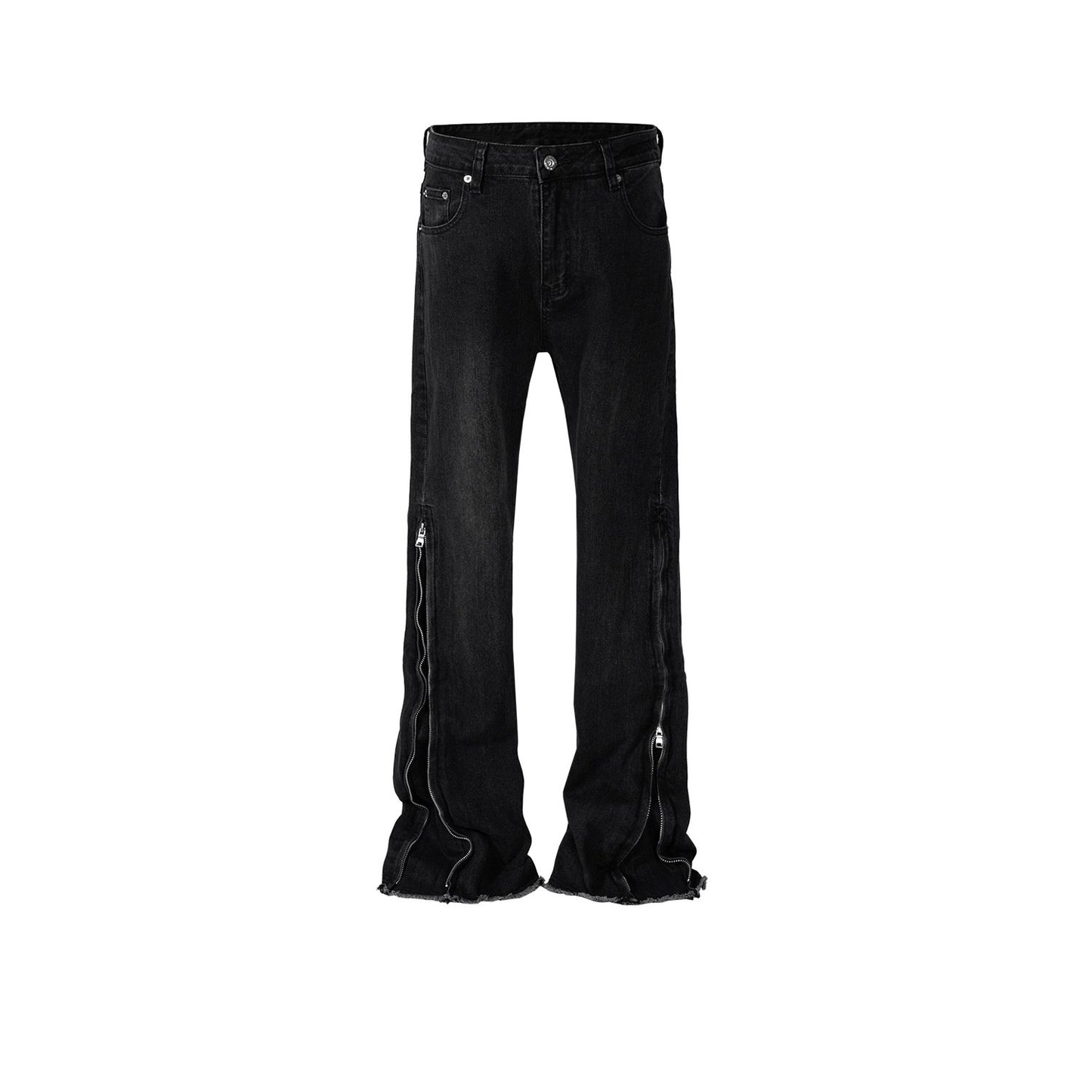 Men's And Women's Cat Whiskers Leg Design Pants Unisex Large Zipper Wide-Leg Multi-Size Jeans