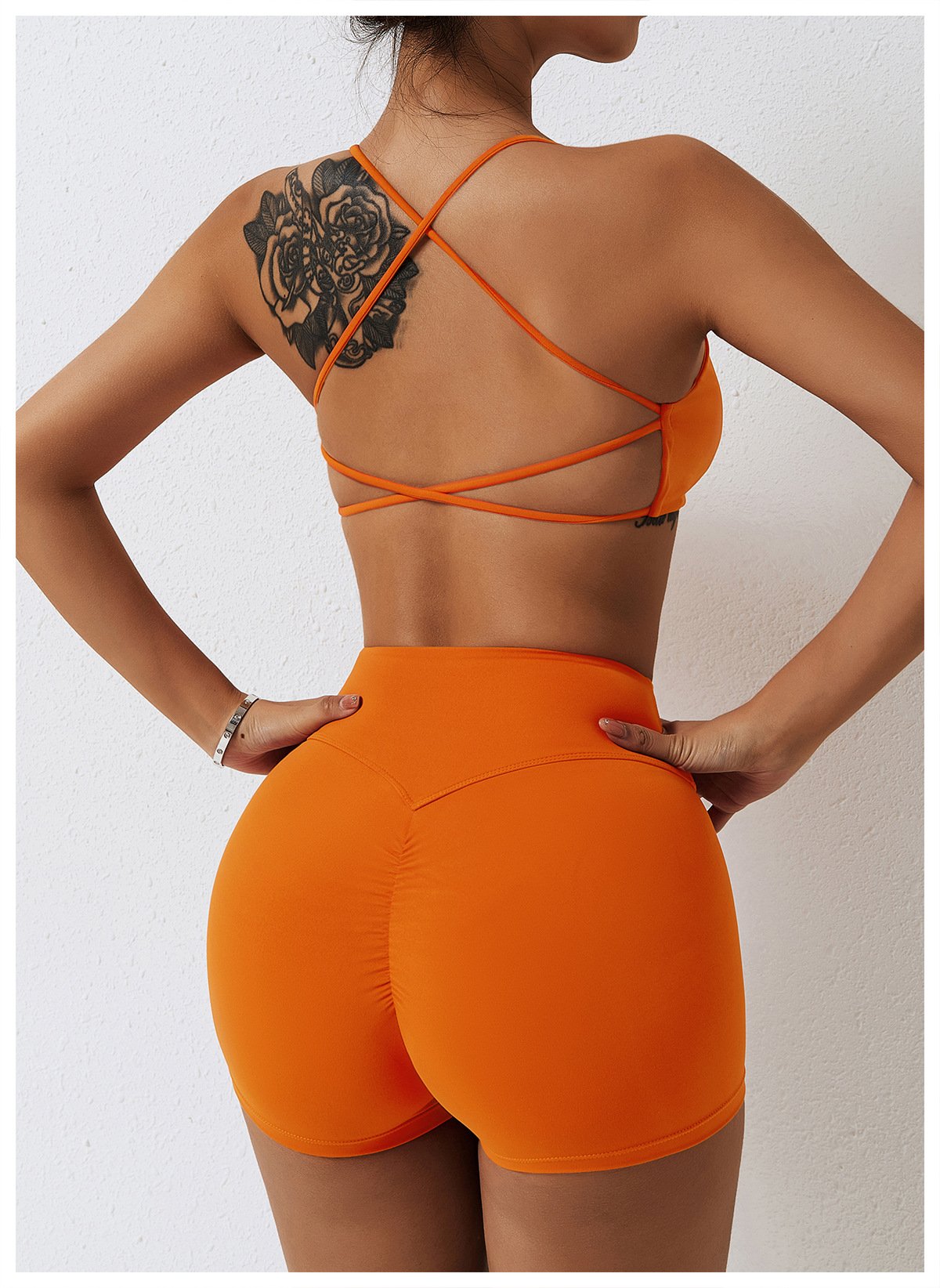 High Waist Fitness Shorts No Embarrassment Line Double Scrub Yoga Pants Women's Hip-lifting Tight Sports Shorts