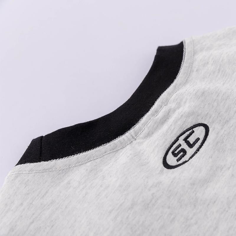 T Shirts Loose Streetwear Letter Print Short Sleeve Cotton Tee Casual Round Neck Summer Solid Color Sports Style