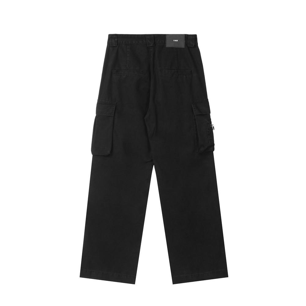 American Style Street Pleated Workwear Casual Pants Men's Design Sense Multi-Pocket Solid Color Straight Pants Loose Wide Leg Pants