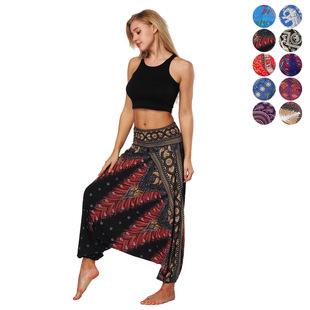 Source Manufacturers Tie-dye Women's Loose Plus Size Yoga Pants European And American Fashion Belly Dance Bloomers Fitness Dance Pants