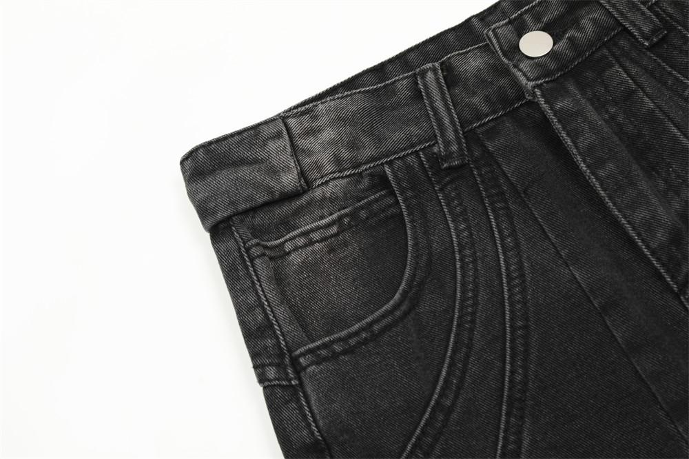 Trendy Micro-flared Pants Men's Wash-up Old Denim Wide-leg Pants Deconstructed Stitching Design Sense Pants