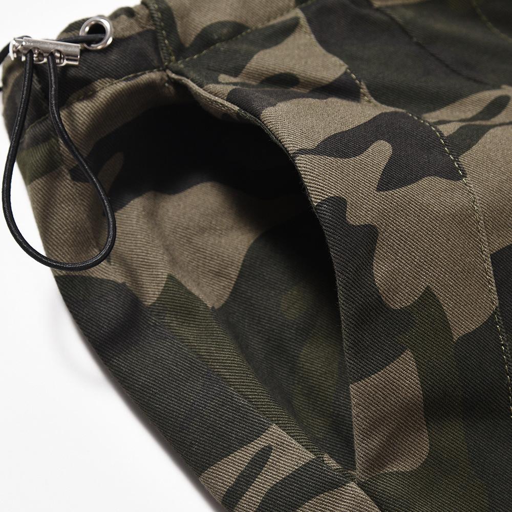 Workwear Camouflage Pants Men's American Style Street Military Style Outdoor Camouflage Pants Pleated Casual Straight Drawstring Trendy Trousers