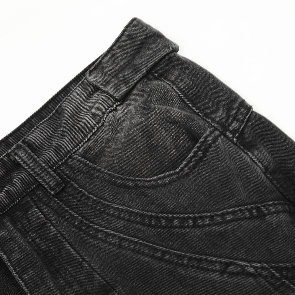 Trendy Micro-flared Pants Men's Wash-up Old Denim Wide-leg Pants Deconstructed Stitching Design Sense Pants