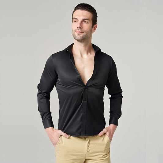 Men's Shirt 2024 New Business Casual Shirt Men's Top Long Sleeve All-match Ruffian Handsome High-end Summer Men's Wear