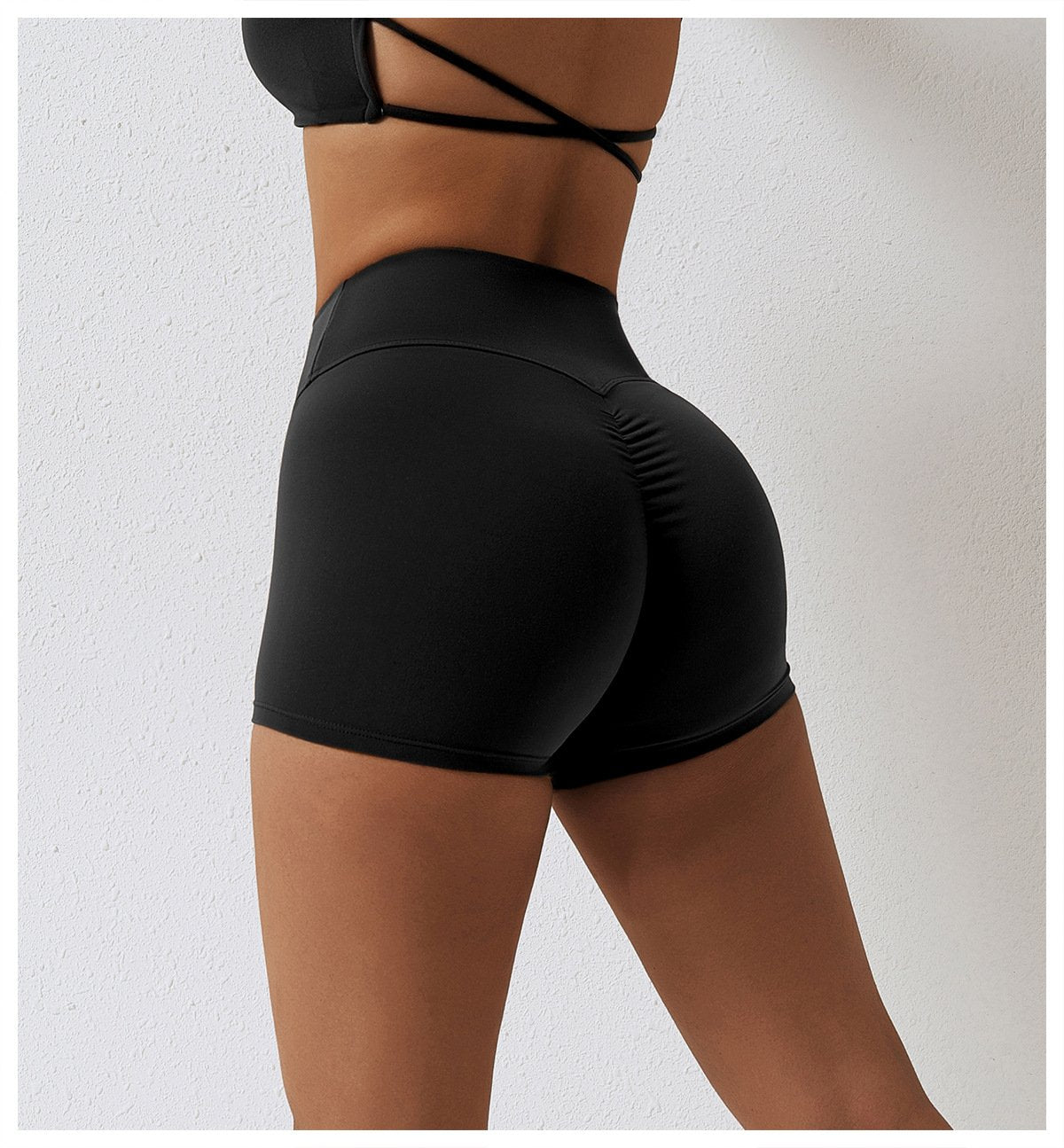 High Waist Fitness Shorts No Embarrassment Line Double Scrub Yoga Pants Women's Hip-lifting Tight Sports Shorts