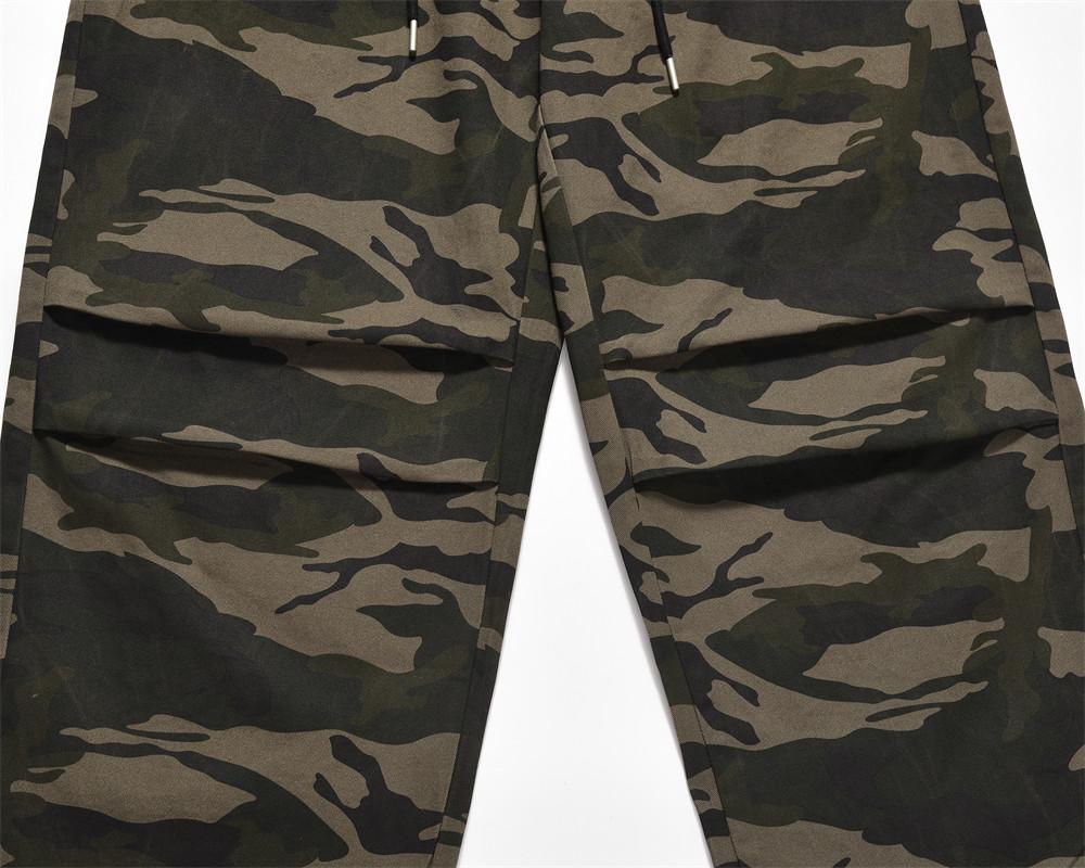 Workwear Camouflage Pants Men's American Style Street Military Style Outdoor Camouflage Pants Pleated Casual Straight Drawstring Trendy Trousers