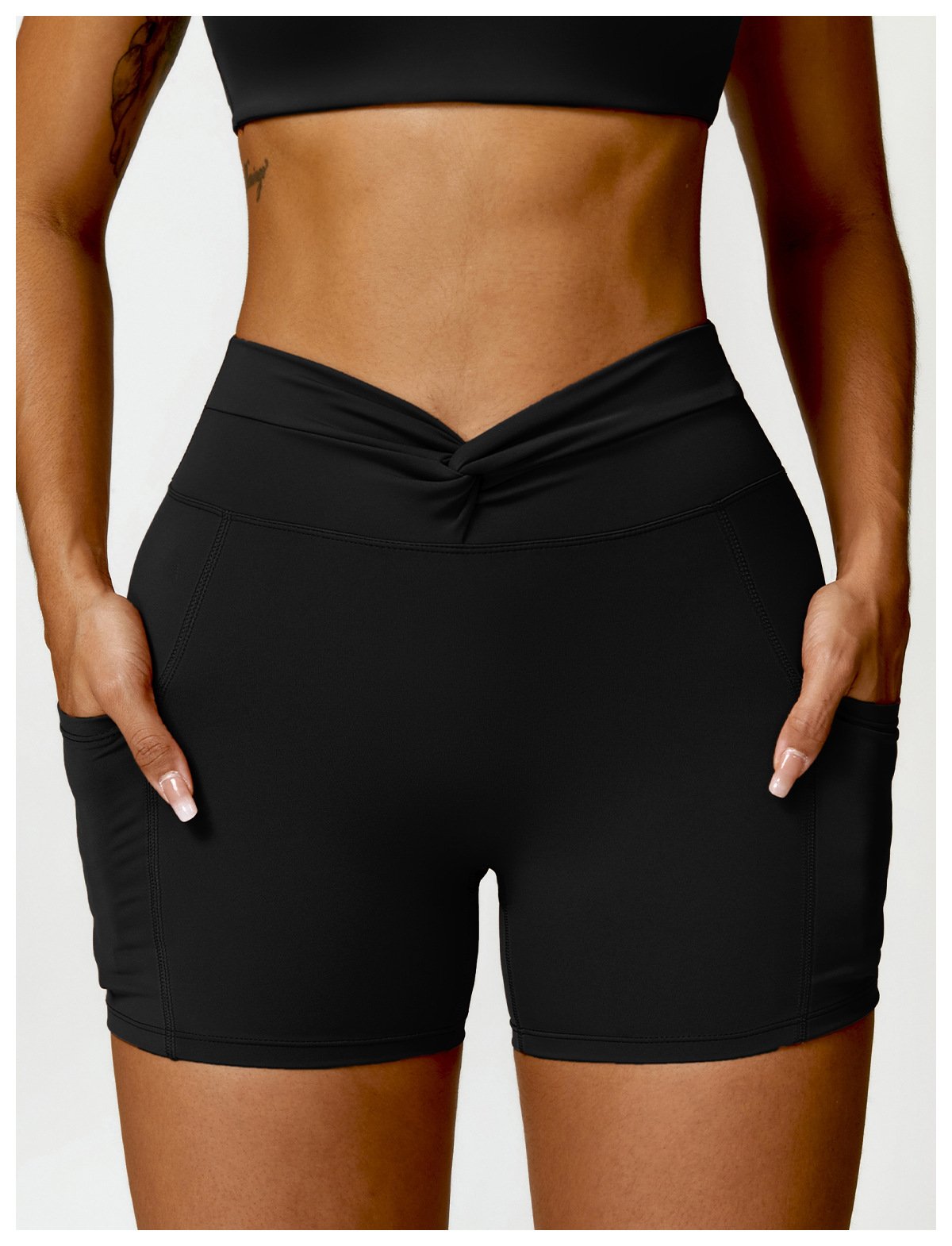 Pocket Naked Tight Yoga Shorts Casual Outer Wear Running Shorts Women's Hip Fitness Pants 8528