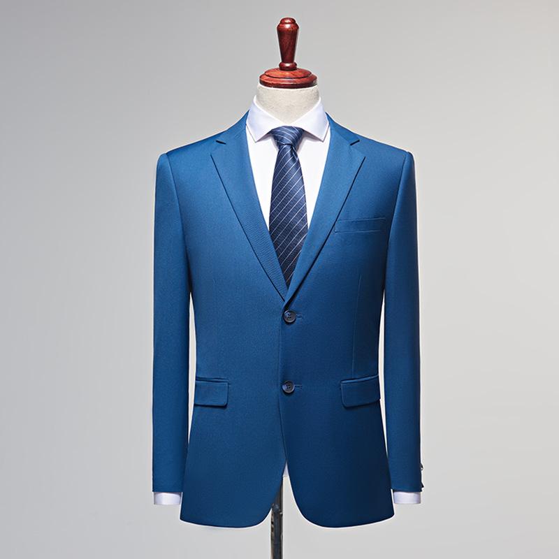 Men's Business Suit New Casual Suit Blue Professional Work Clothes Suit Groom Wedding Dress