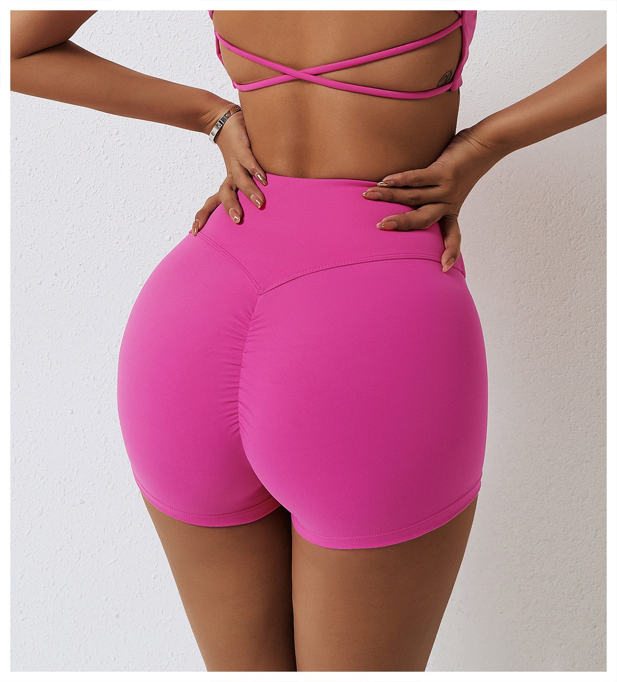 High Waist Fitness Shorts No Embarrassment Line Double Scrub Yoga Pants Women's Hip-lifting Tight Sports Shorts