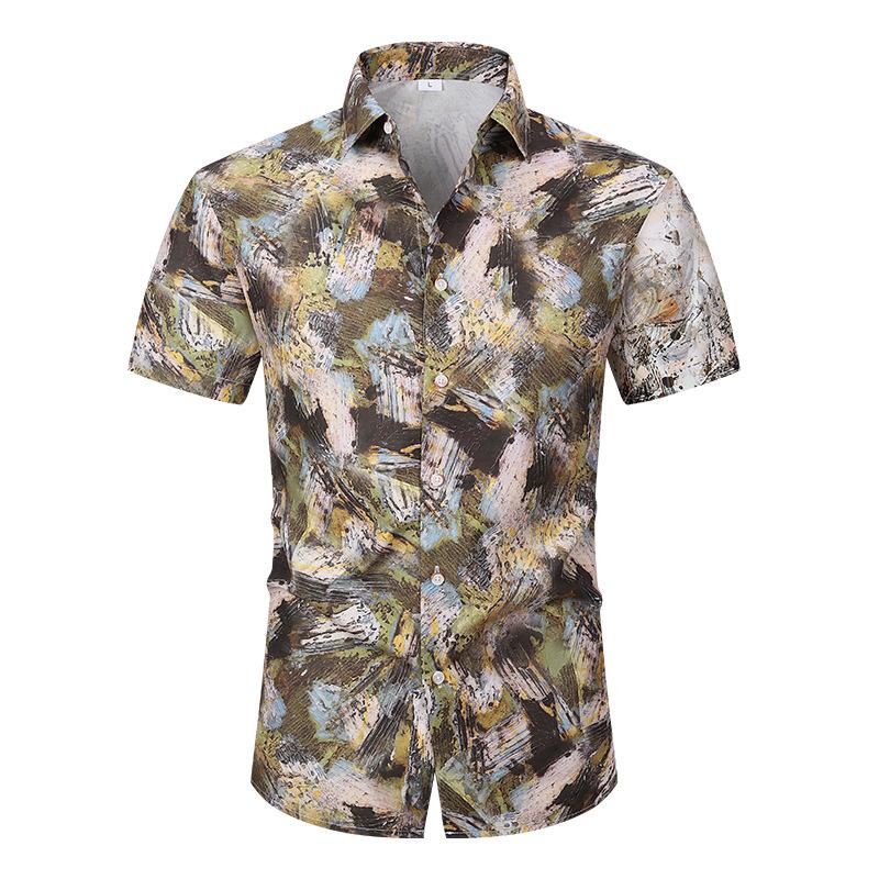 2024 New Short-sleeved Shirt High-end Sense Summer Hawaiian Shirt All-match Duffian Handsome Summer Men's Coat Shirt