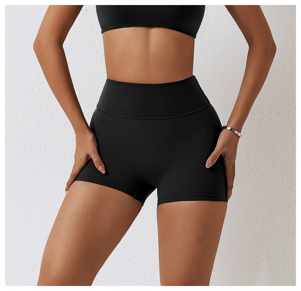 High Waist Fitness Shorts No Embarrassment Line Double Scrub Yoga Pants Women's Hip-lifting Tight Sports Shorts